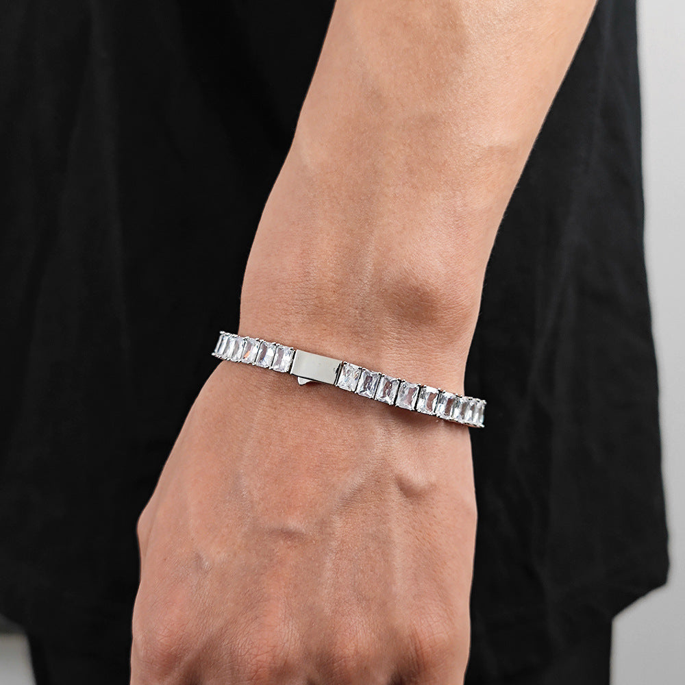 6mm/8inch CZ Iced Baguette Tennis Bracelet