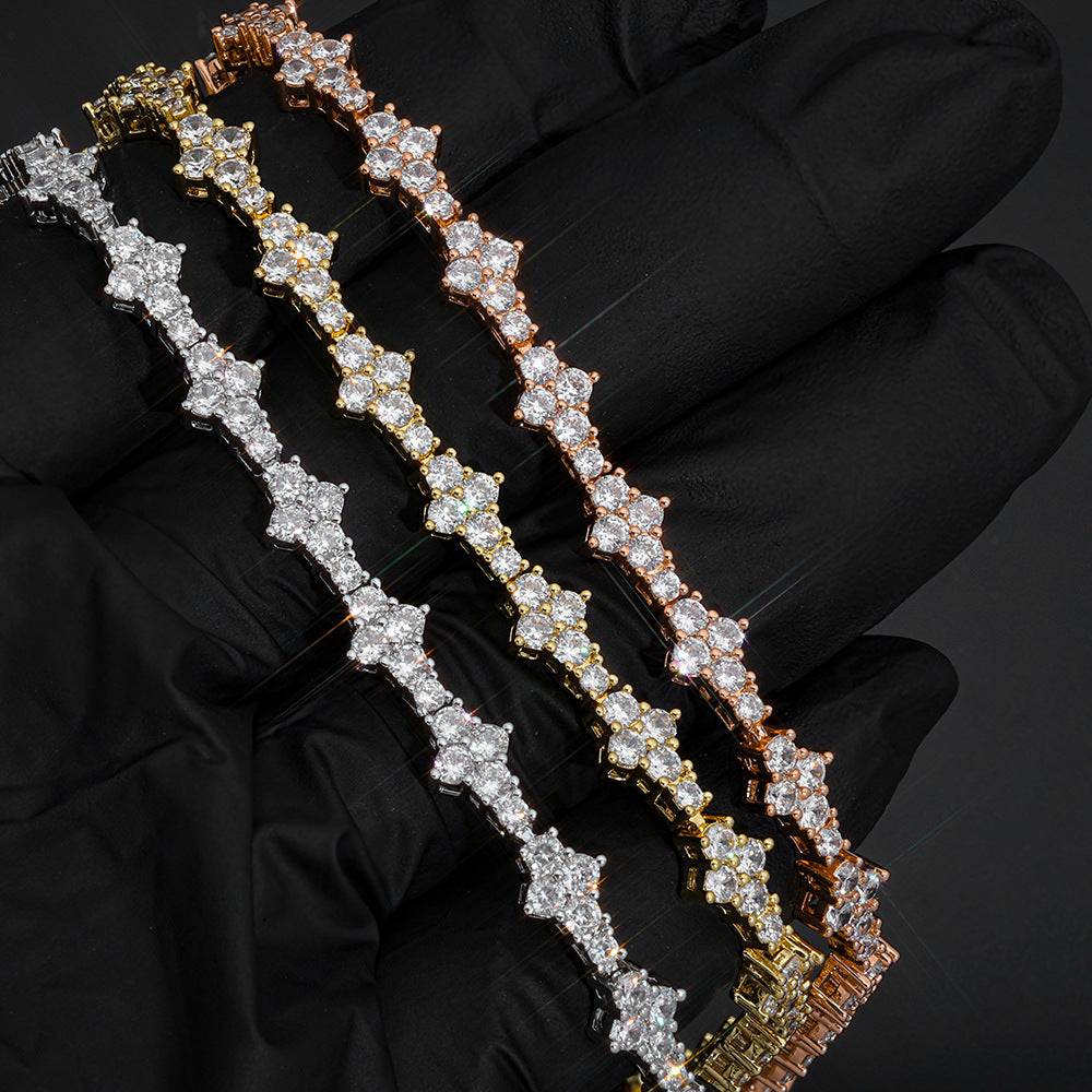 6.5mm/8inch S925 Moissanite Cluster Tennis Bracelet
