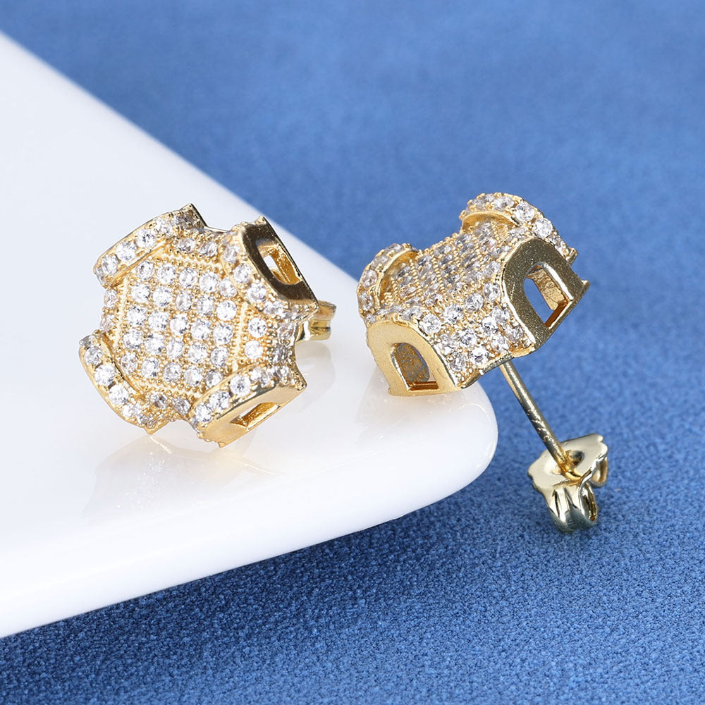 S925 Moissanite Iced Barrel Stud Earrings