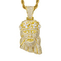 Iced-Out Jesus Face CZ Pendant Necklace with 24" Rope Chain