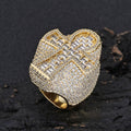 Iced Out Moissanite Cross Dome Ring in S925 Sterling Silver